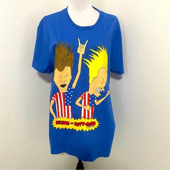 MTV Beavis & Butt-Head Wearing USA Flag T-Shirt Size XL (46/48) Rock-n-Roll NWT - Picture 1 of 5